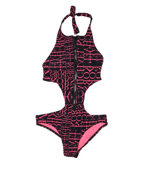 michael kors one piece swimsuit black belt with gold|michael kors swimwear pink.